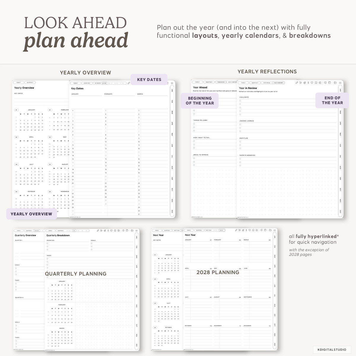 Cyberry 2027 Digital Planner in Portrait (Light Mode) KDigitalStudio