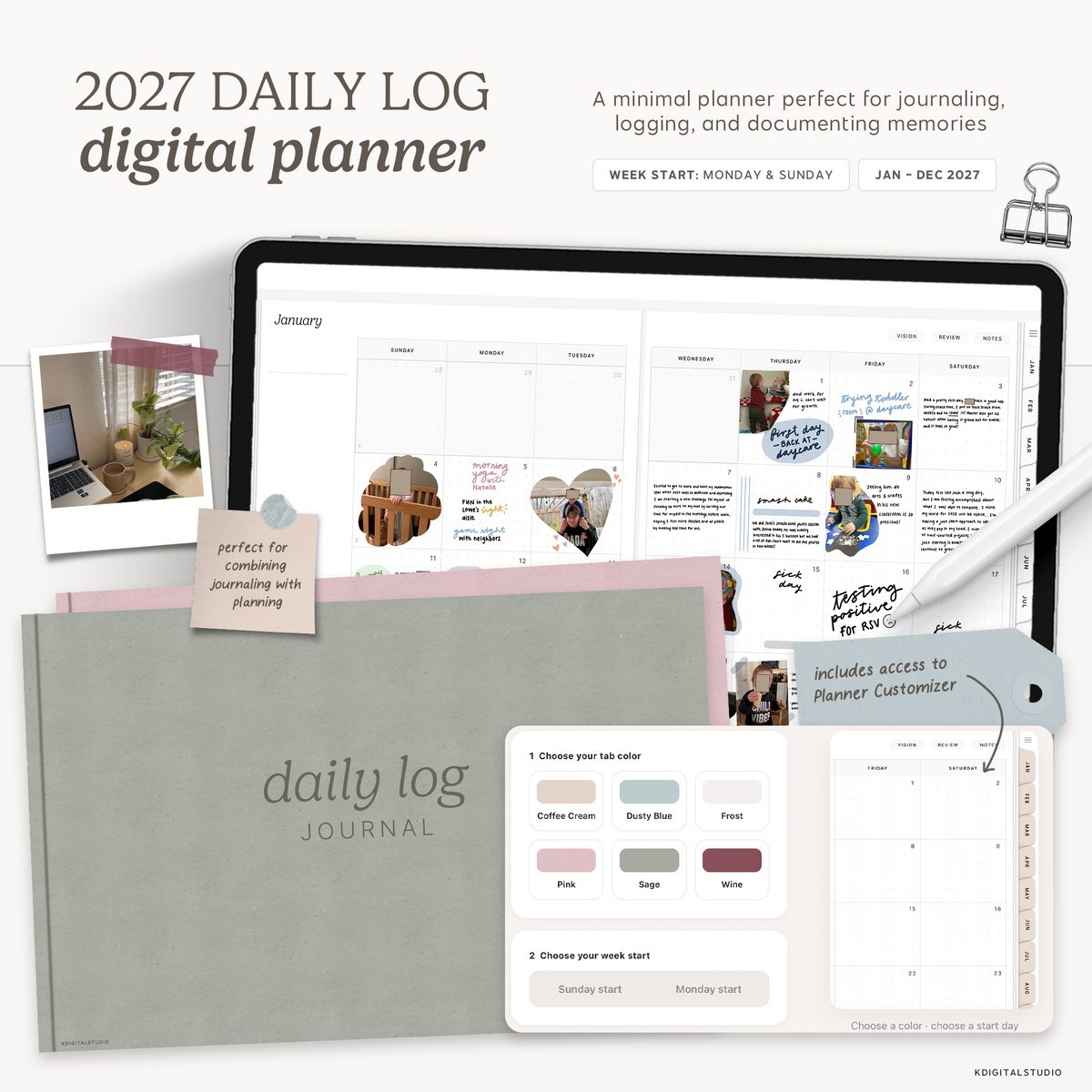 2027 Daily Log Planner KDigitalStudio