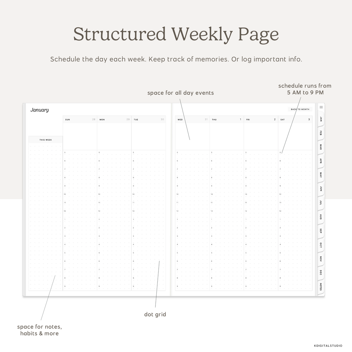 2027 Daily Log Planner KDigitalStudio