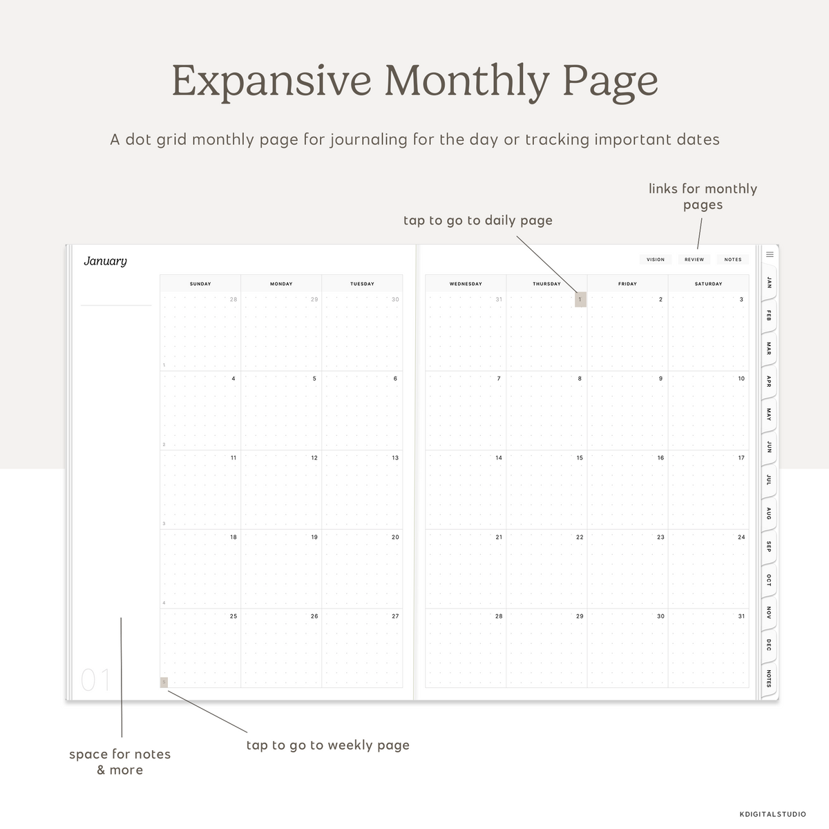 2027 Daily Log Planner KDigitalStudio