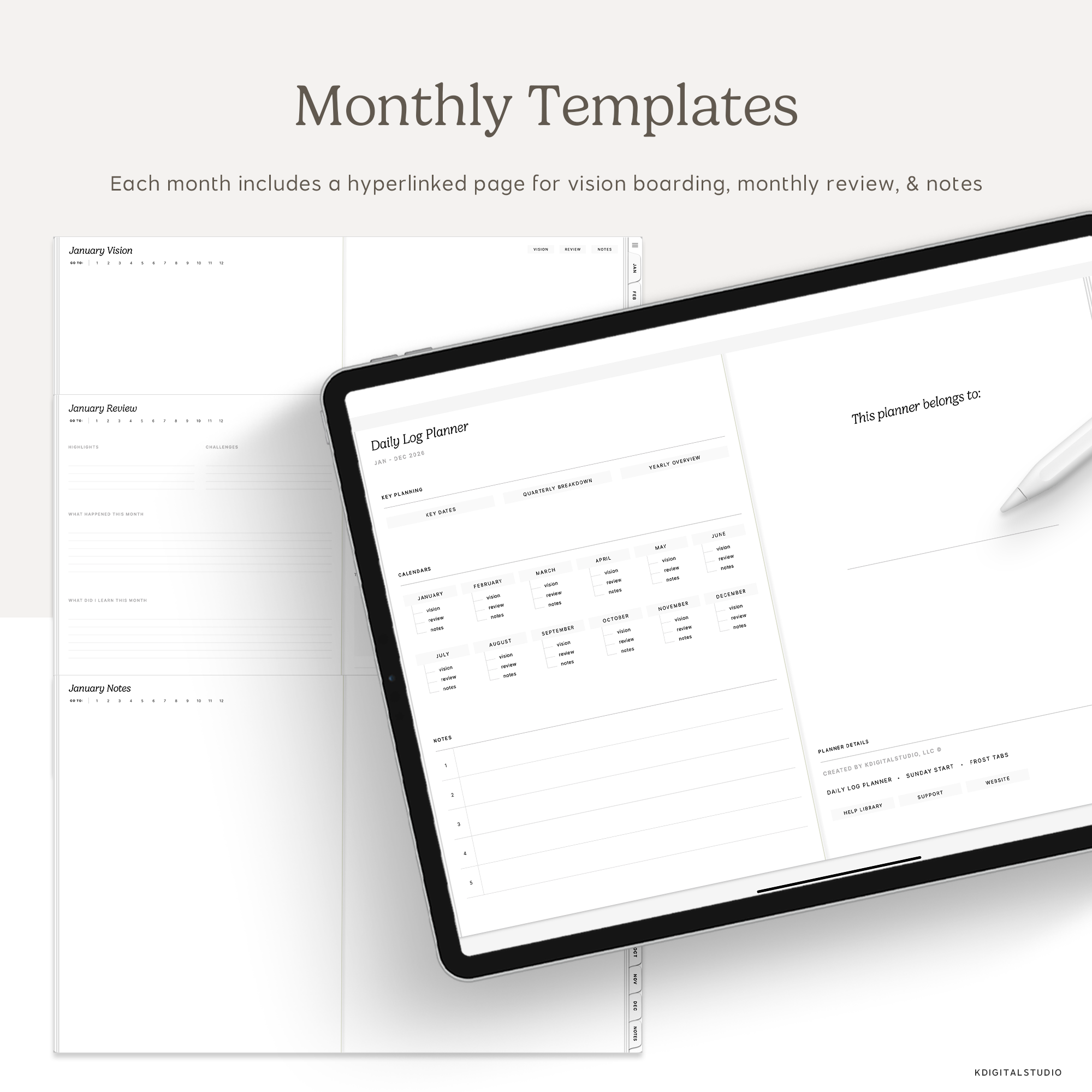 2026 Daily Log Planner