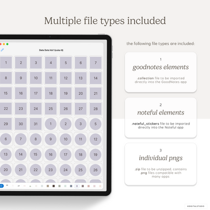 Date Dots (Morandi) Digital Stickers