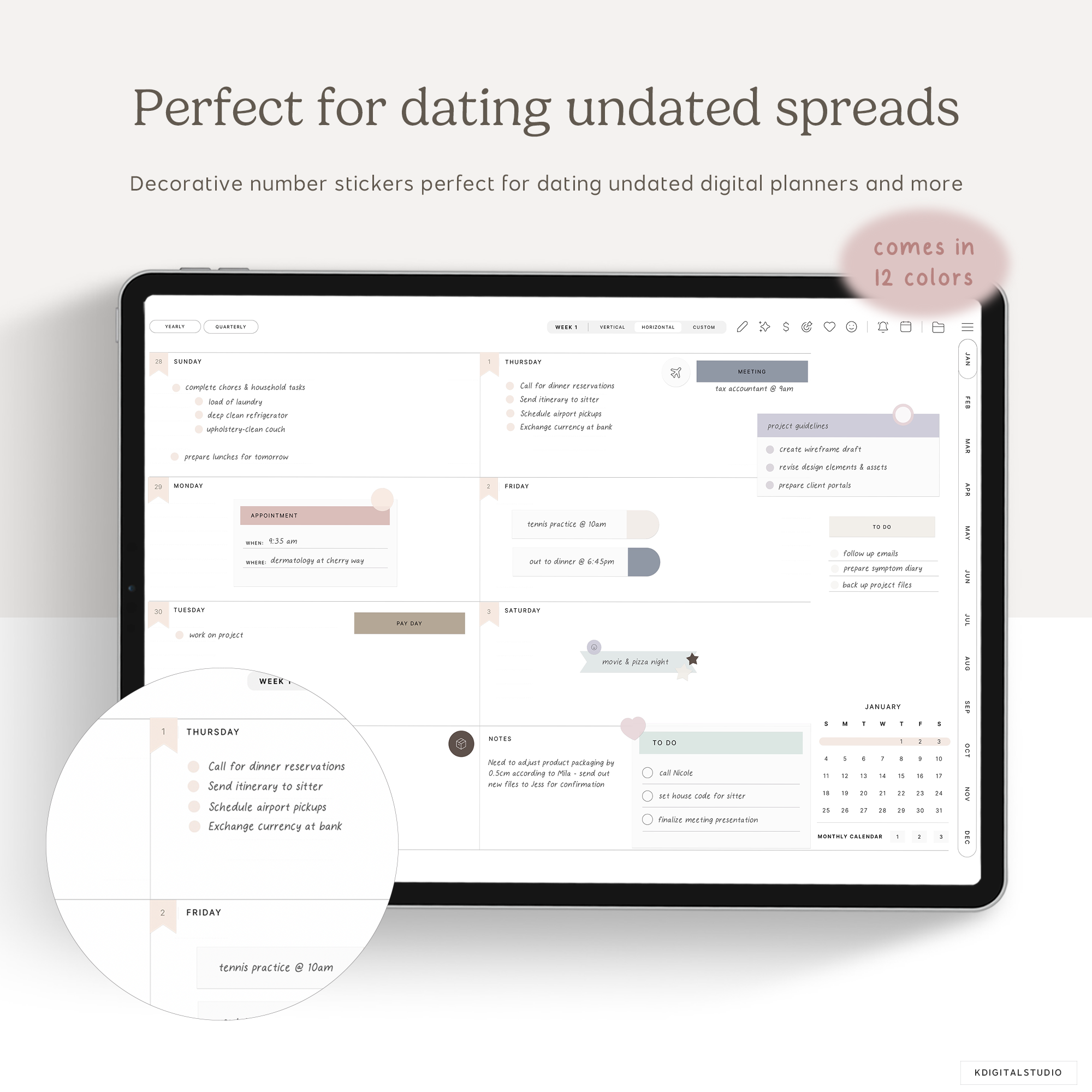 Date Dots (Morandi) Digital Stickers