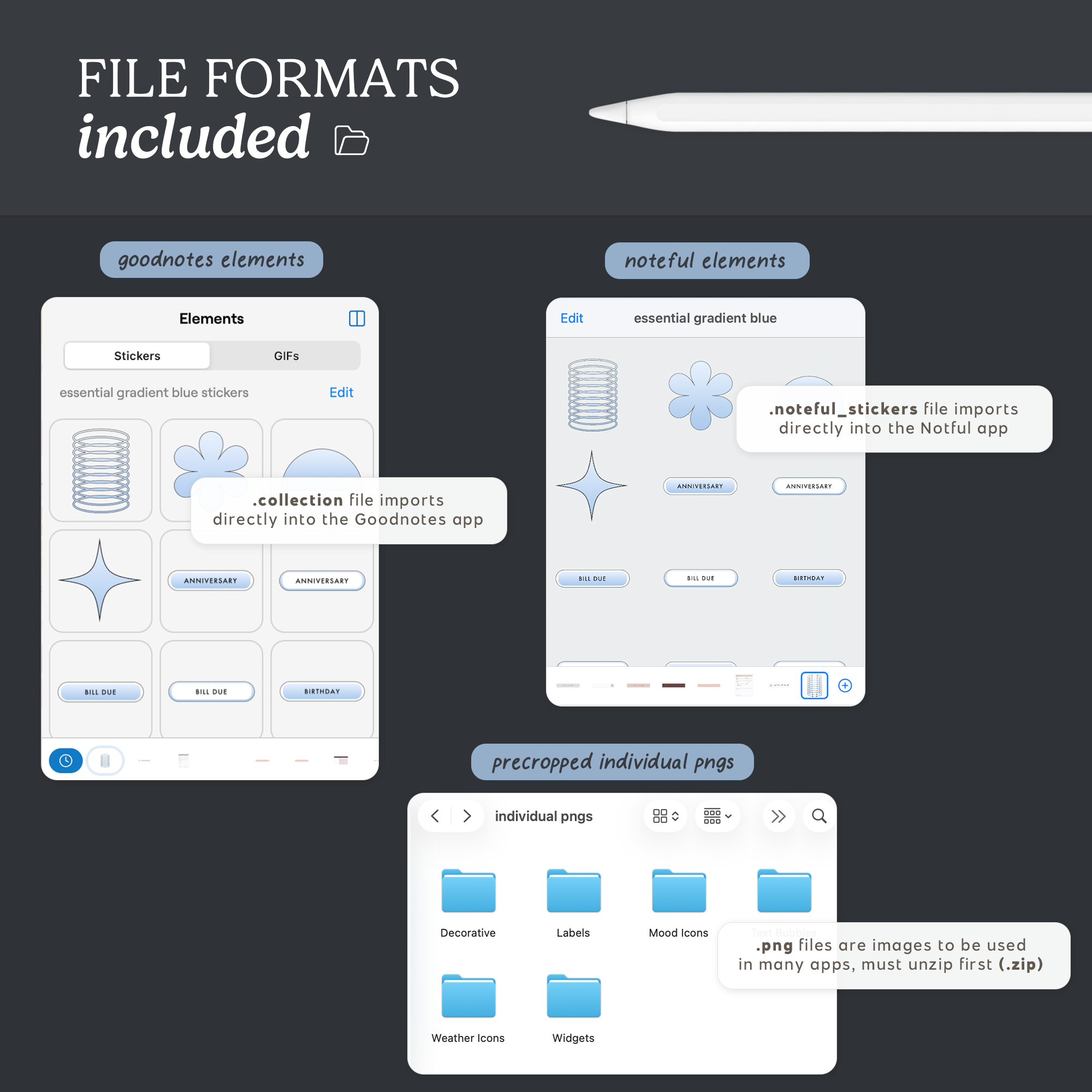 Essential Blue Gradient Stickers KDigitalStudio