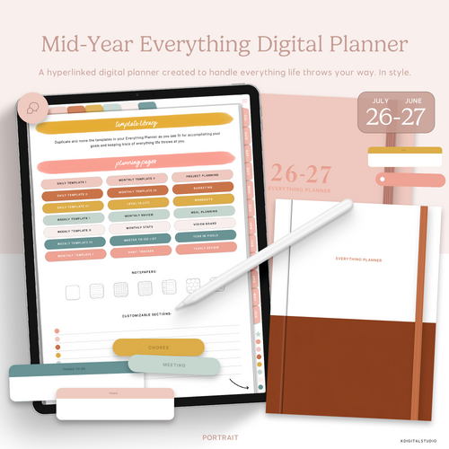 Mid-Year Everything Planner in Portrait (2026-2027)