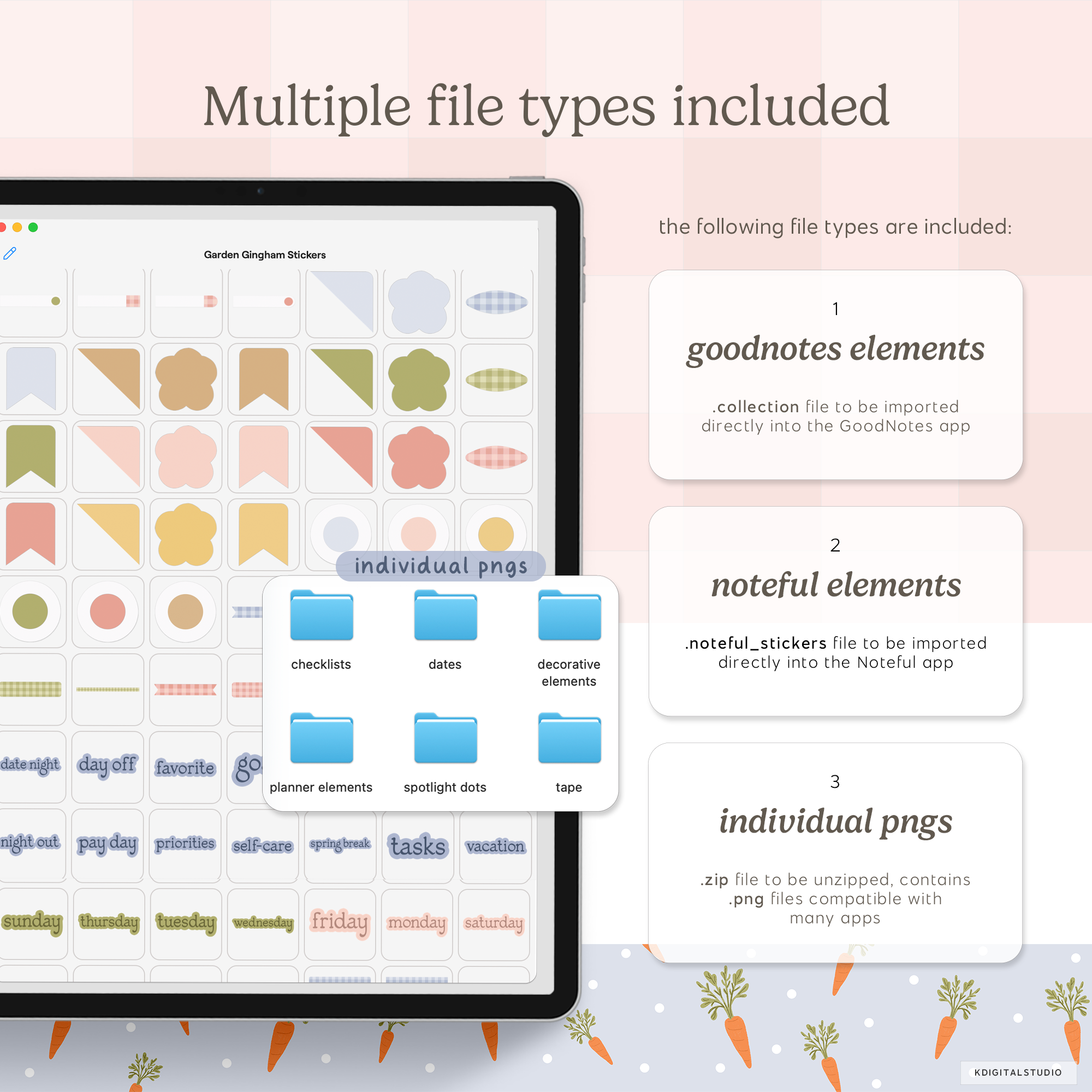 Garden Gingham Digital Stickers