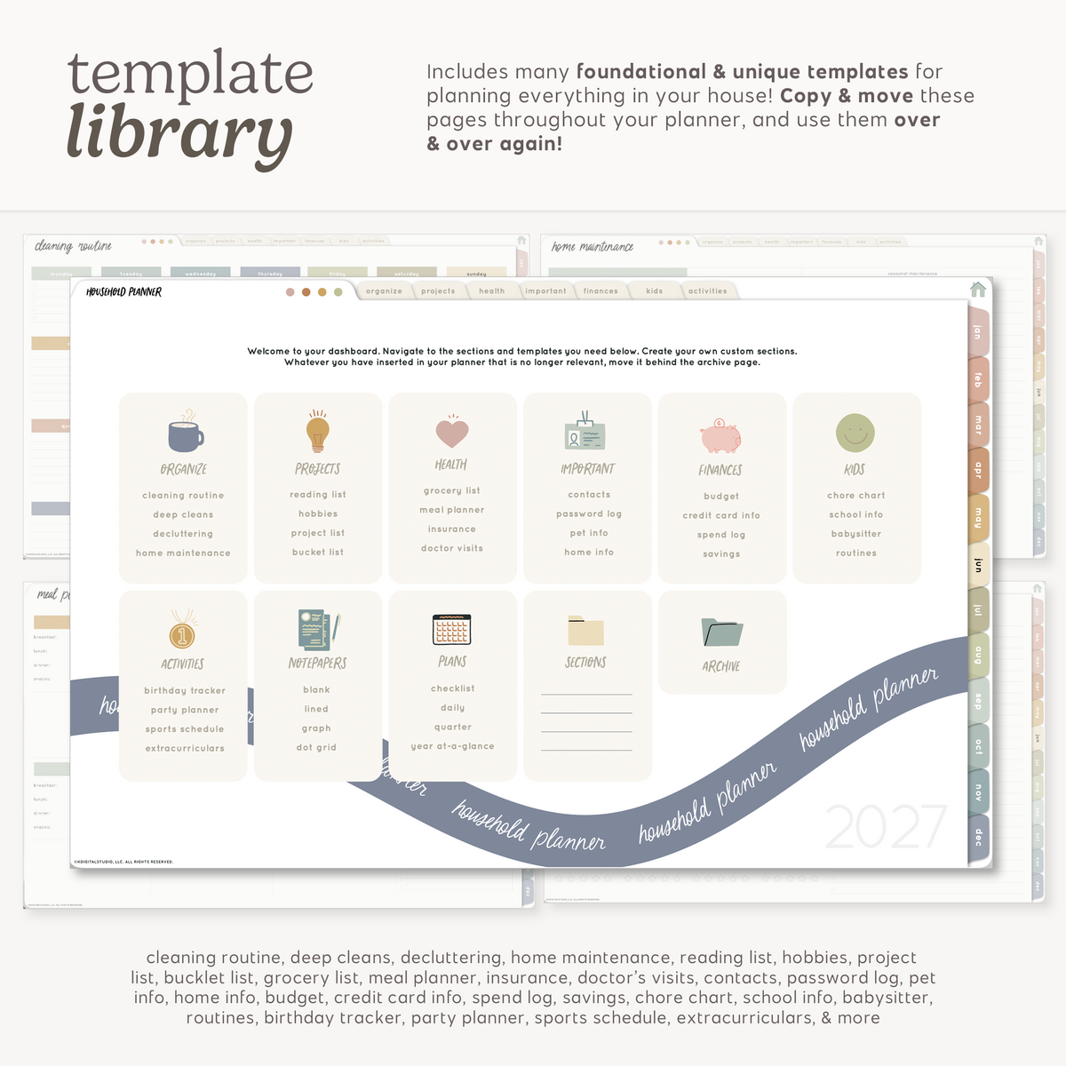 2027 Household Digital Planner KDigitalStudio