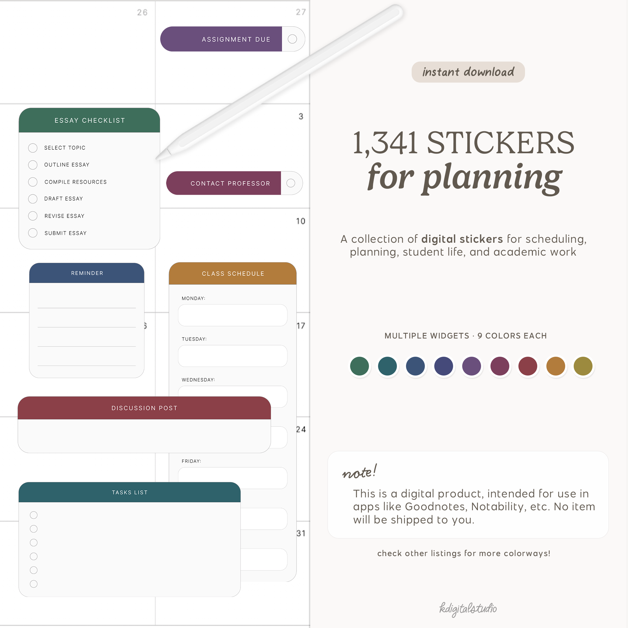 Student Widgets in Jewels KDigitalStudio