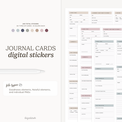 Journal Cards Digital Stickers KDigitalStudio
