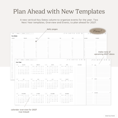 Calendar template with key dates and next year planning for 2027