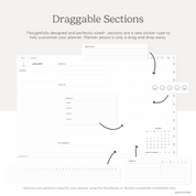 Draggable sticker sections to fully customize your digital planner
