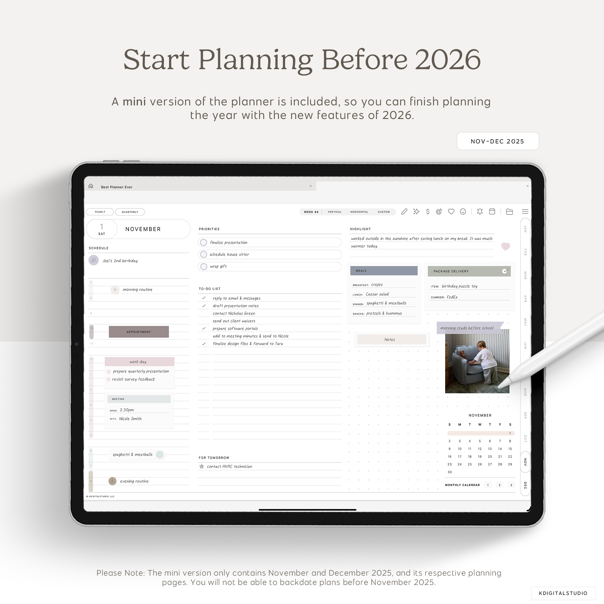 A mini version of the Cyberry digital planner is included so you can finish planning the year with the new features of 2026