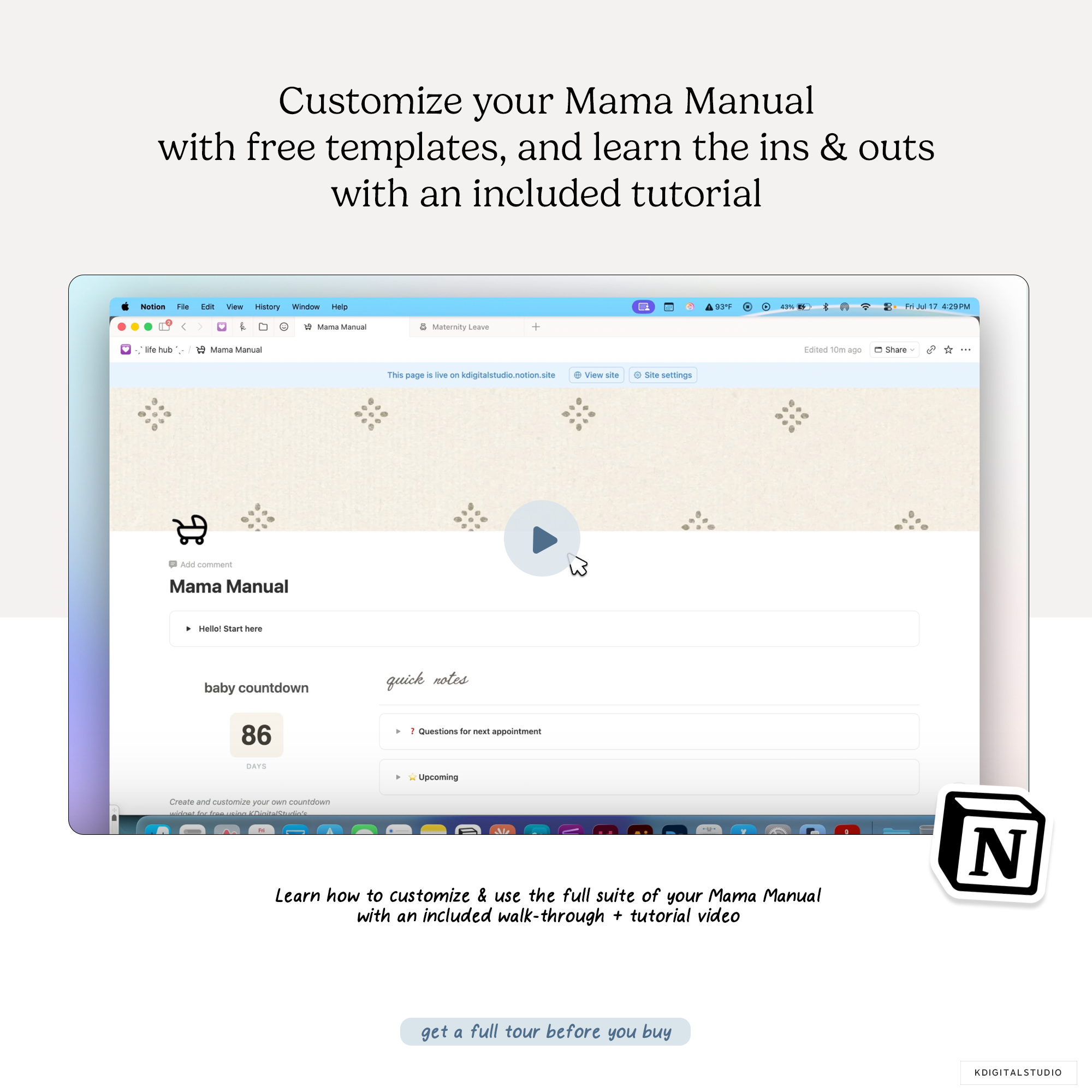 Mama Manual Notion System KDigitalStudio
