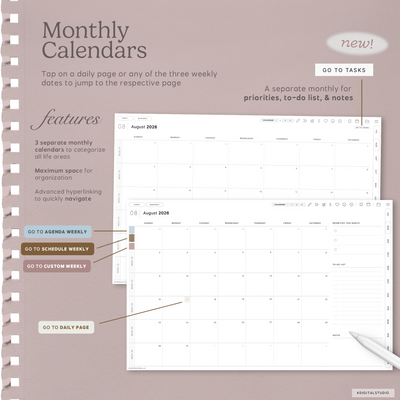 Cyberry Mid-Year Digital Planner in Landscape (2027-2027) KDigitalStudio