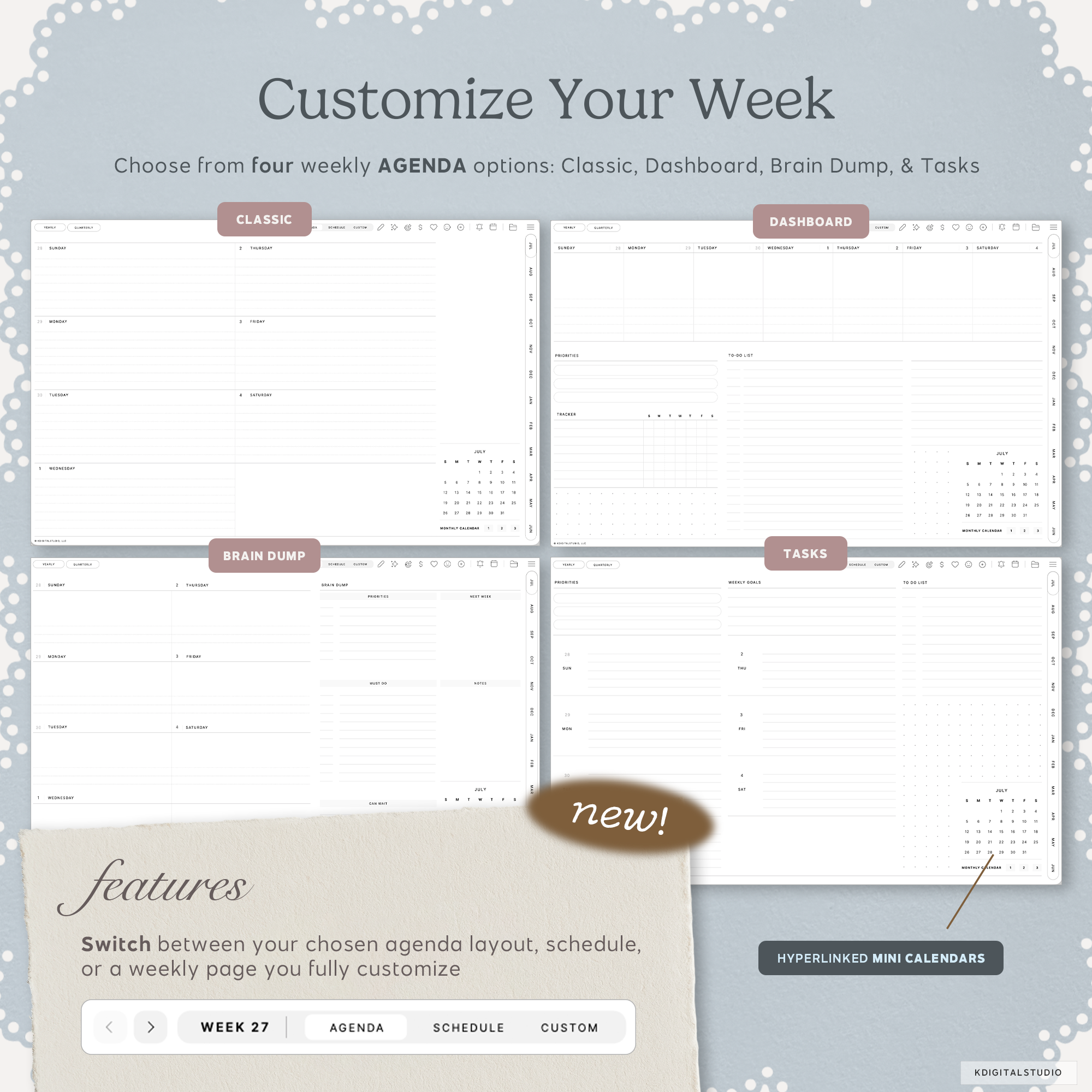 Cyberry Mid-Year Digital Planner in Landscape (2027-2027) KDigitalStudio