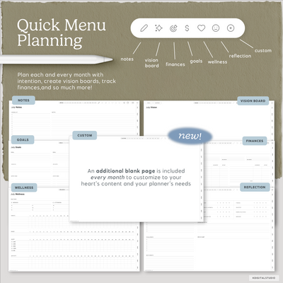 Cyberry Mid-Year Digital Planner in Landscape (2027-2027) KDigitalStudio