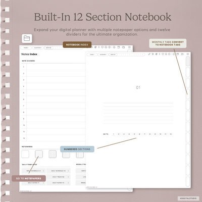 Cyberry Mid-Year Digital Planner in Portrait (2026-2027) KDigitalStudio