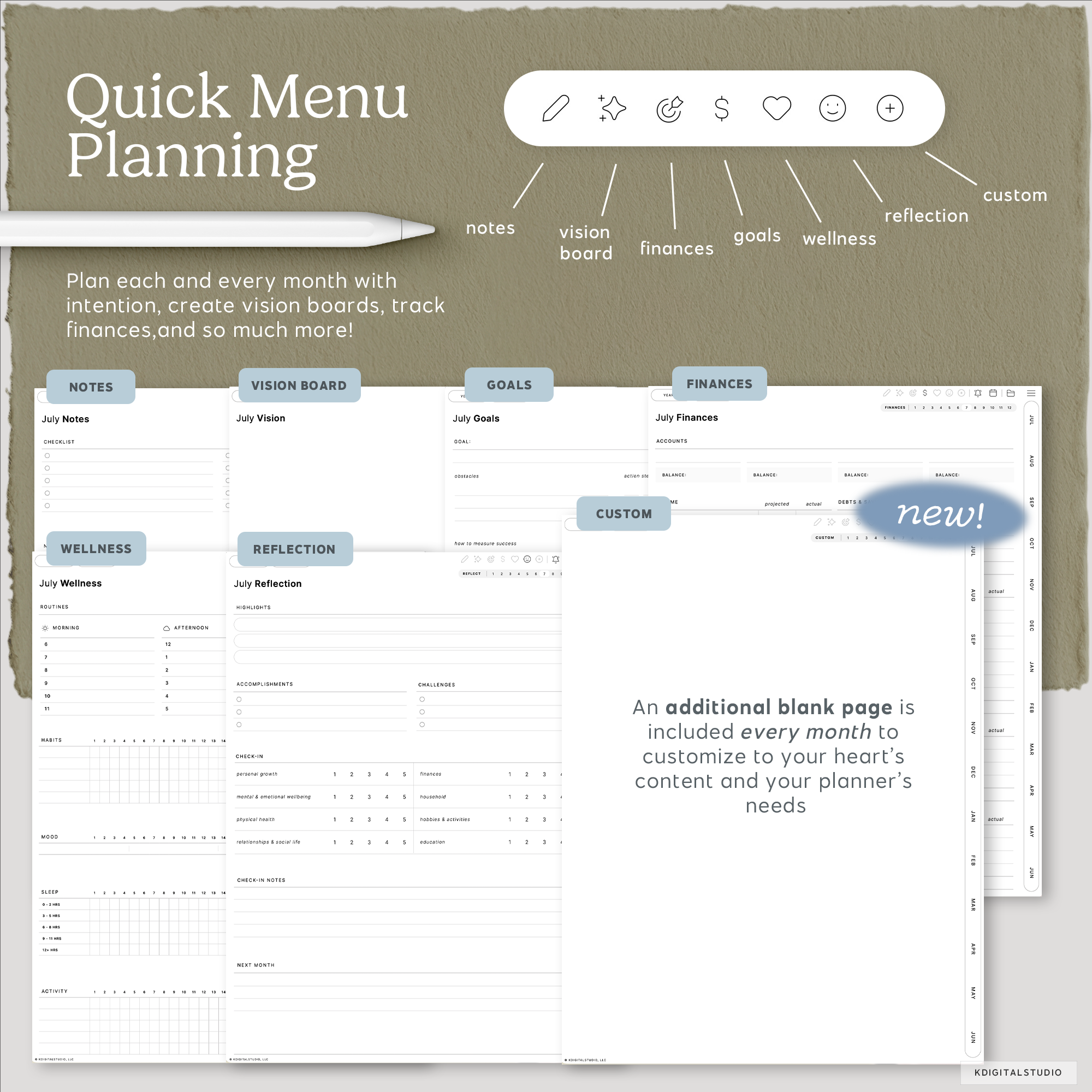 Cyberry Mid-Year Digital Planner in Portrait (2026-2027) KDigitalStudio
