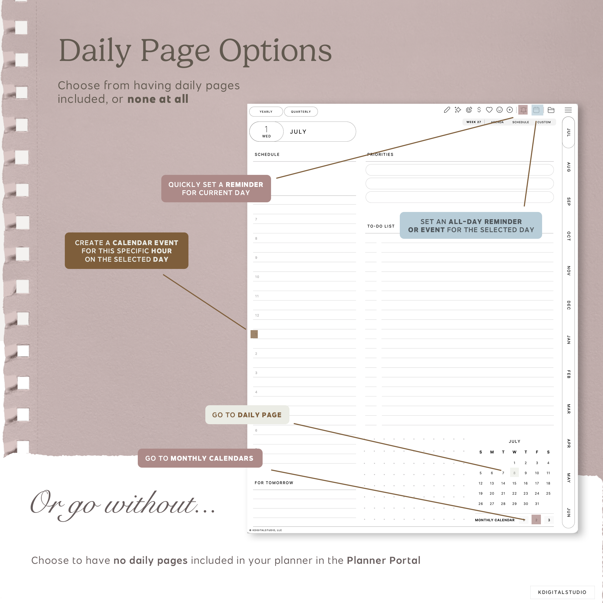 Cyberry Mid-Year Digital Planner in Portrait (2026-2027) KDigitalStudio