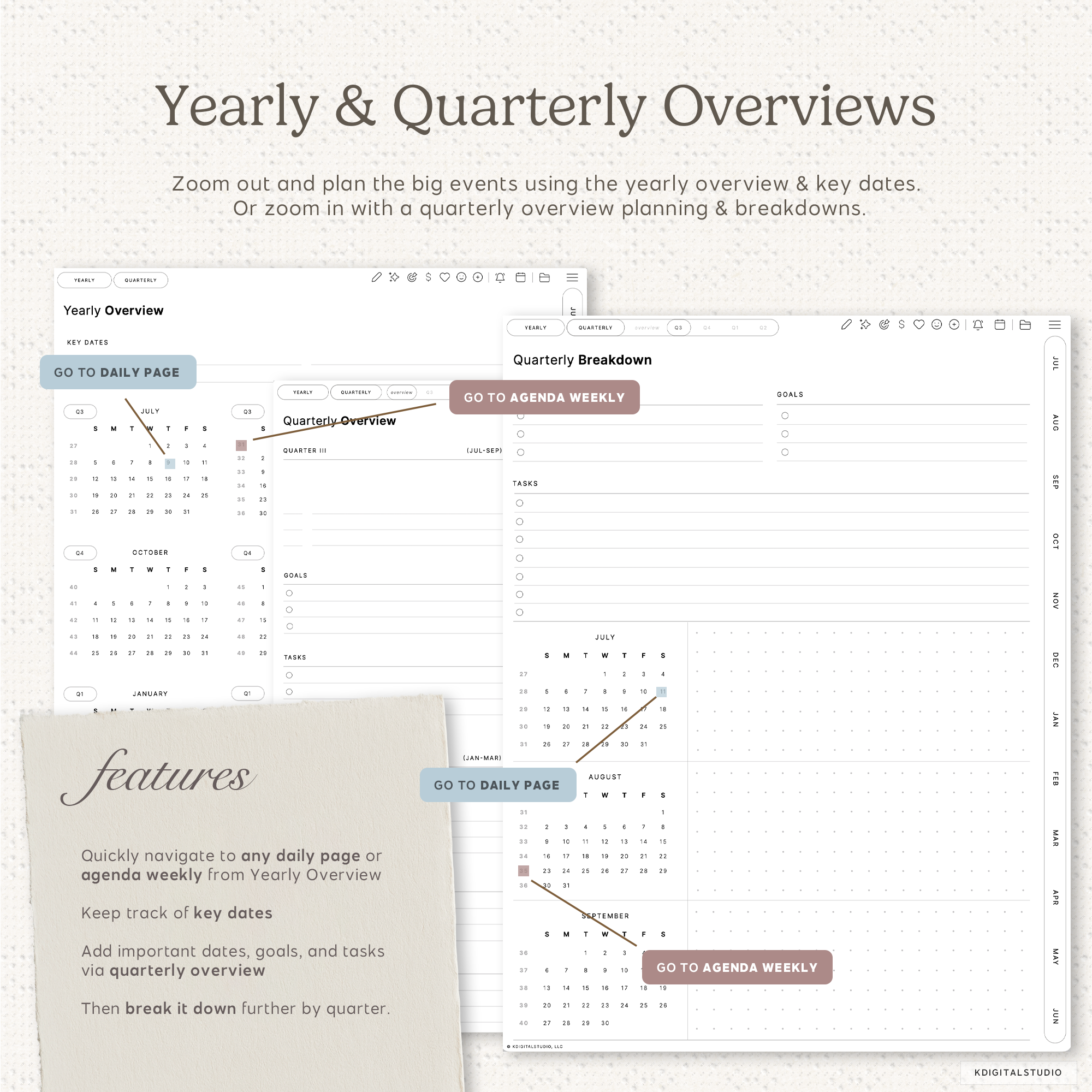 Cyberry Mid-Year Digital Planner in Portrait (2026-2027) KDigitalStudio
