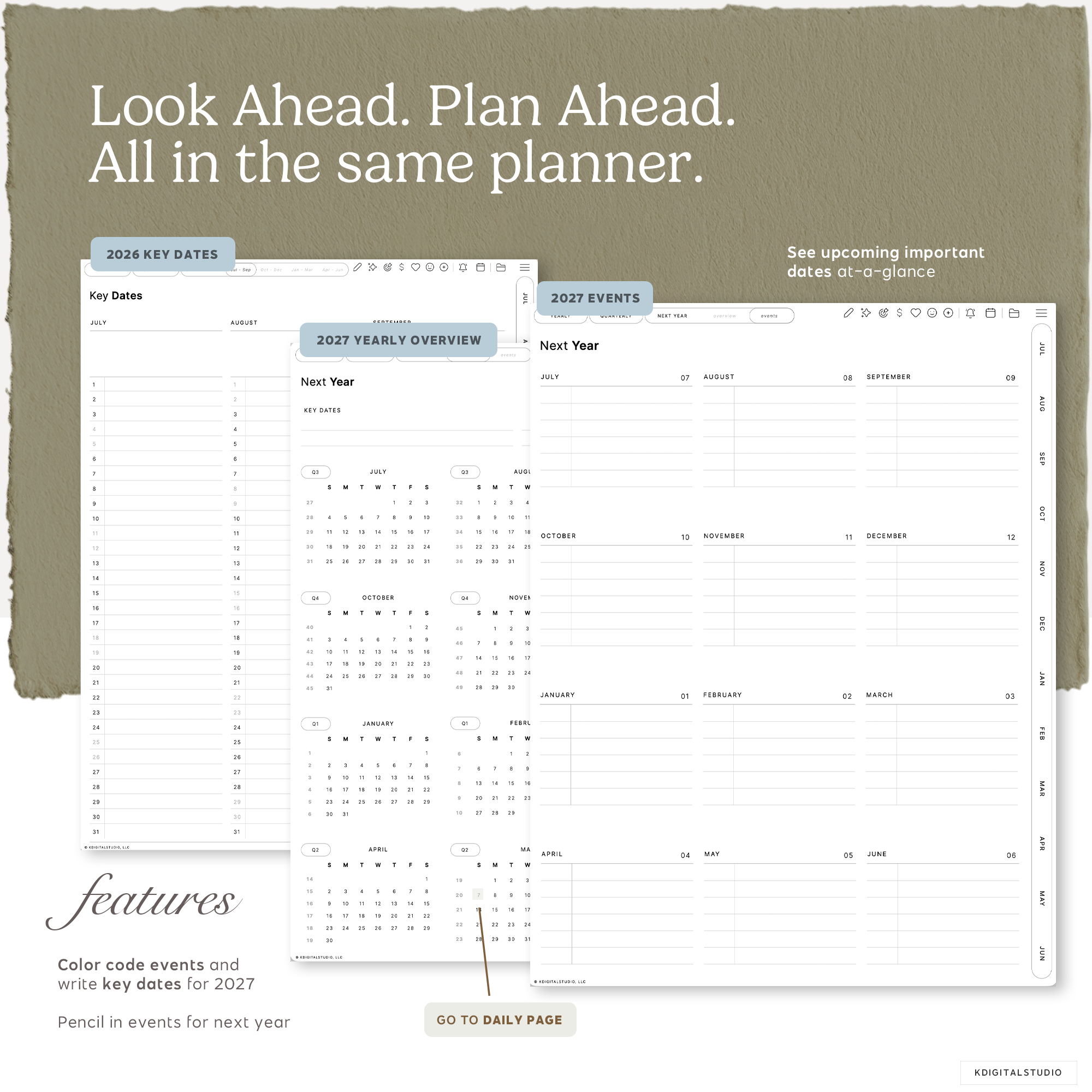 Cyberry Mid-Year Digital Planner in Portrait (2026-2027) KDigitalStudio
