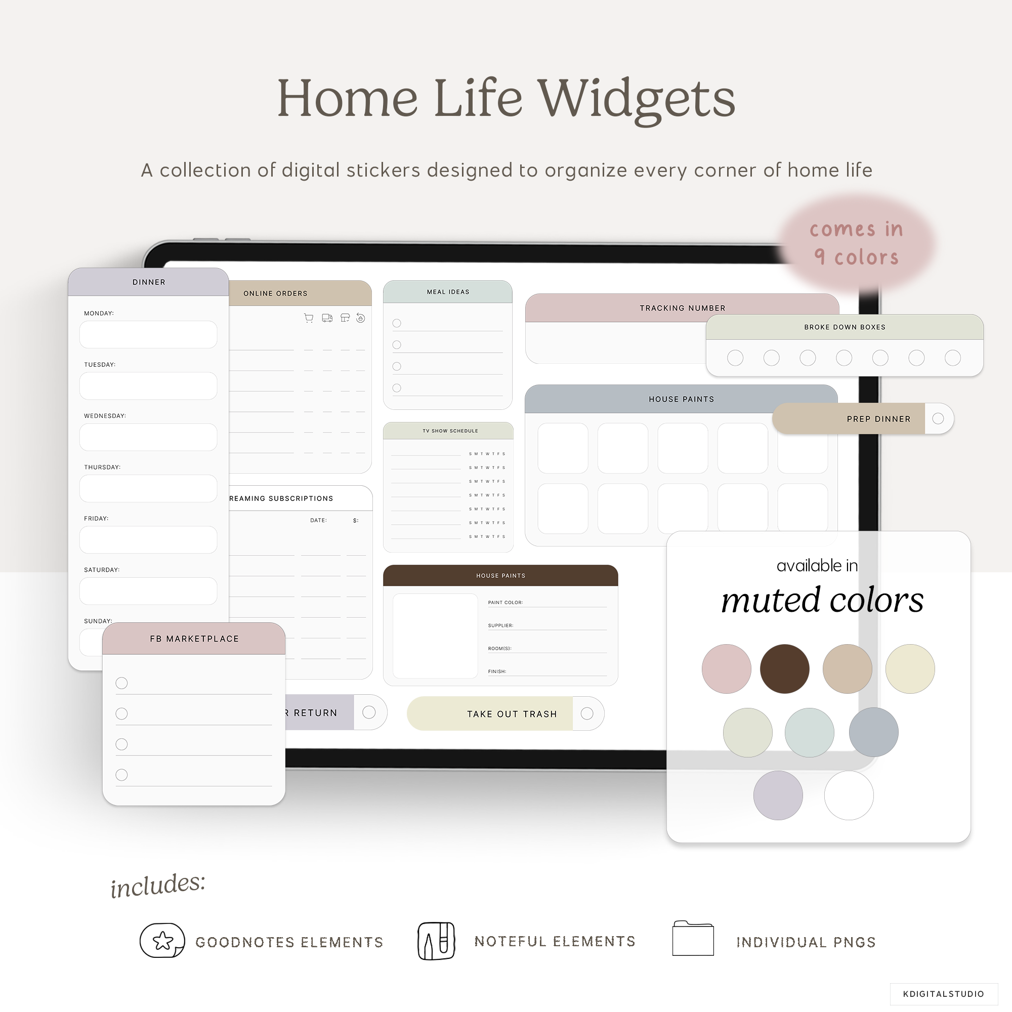 Home Life Widgets in Muted