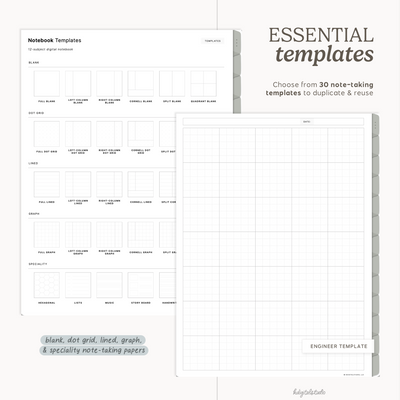 12-Subject Digital Notebooks with Tab Customizer KDigitalStudio