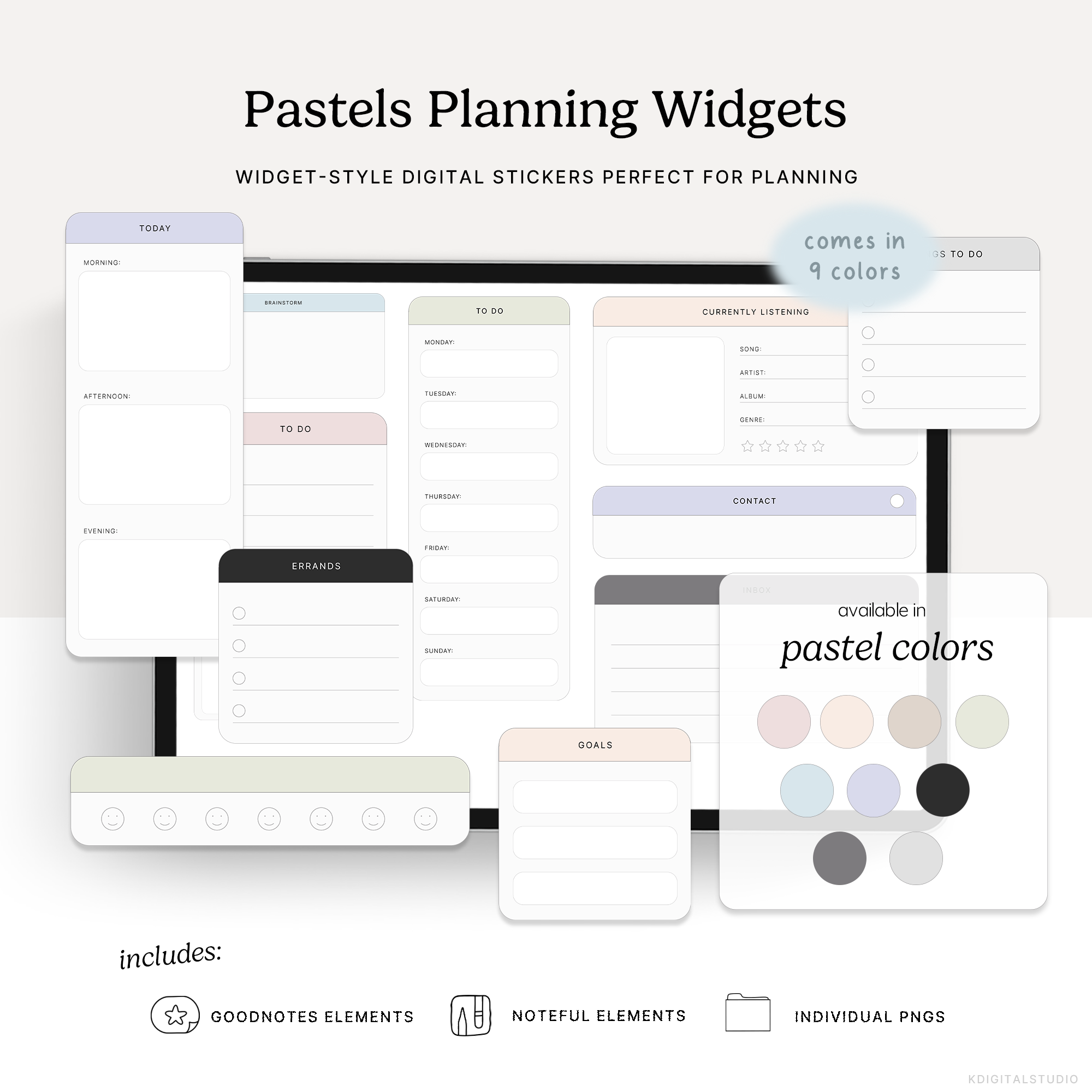 pastels planning widgets digital stickers