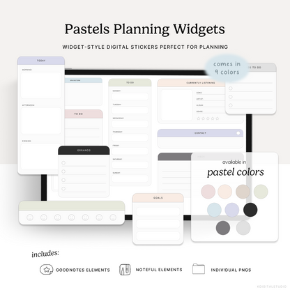 pastels planning widgets digital stickers