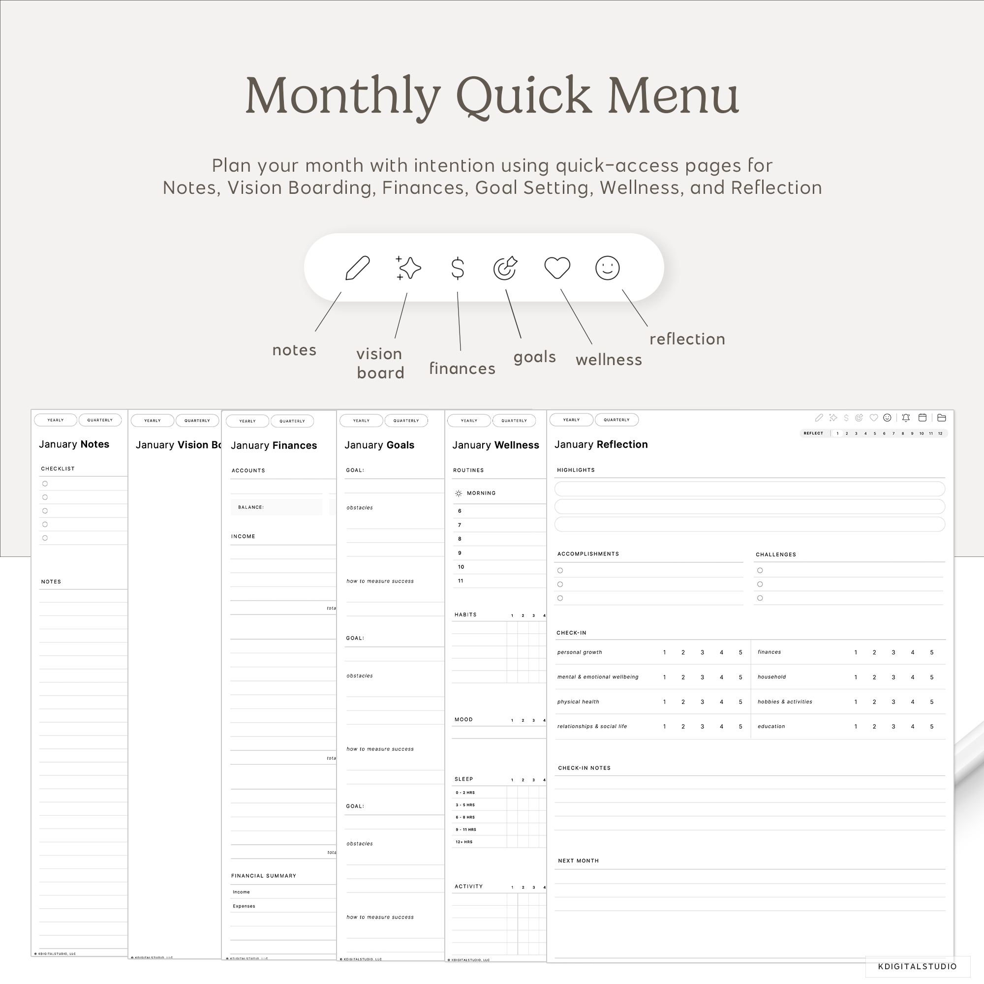 Cyberry 2026 Digital Planner in Portrait