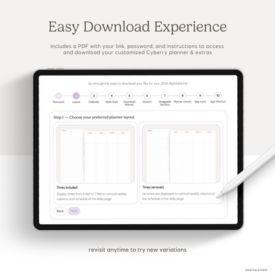 Cyberry 2026 Digital Planner in Portrait
