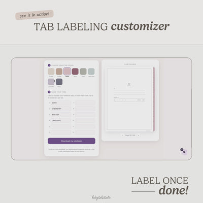 12-Subject Digital Notebooks with Tab Customizer