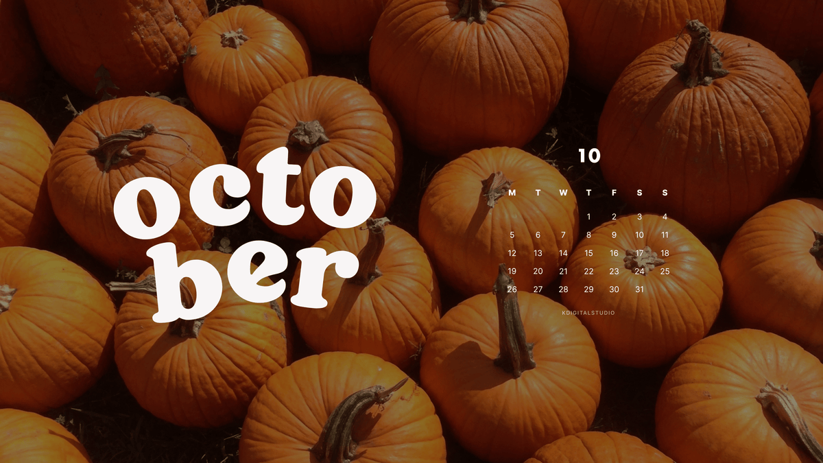 Pumpkins digital planner cover, Monday start, modern font – KDigitalStudio