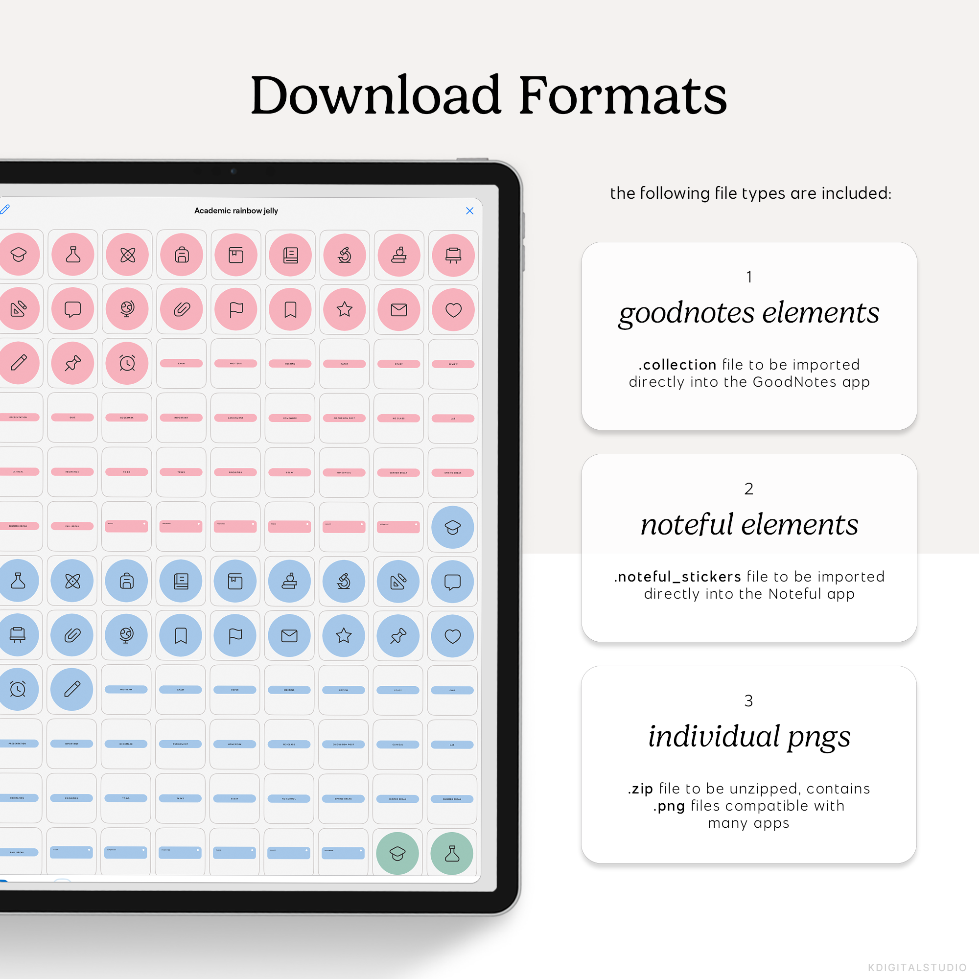Academic Icons & Labels (Rainbow Jelly) Digital Stickers