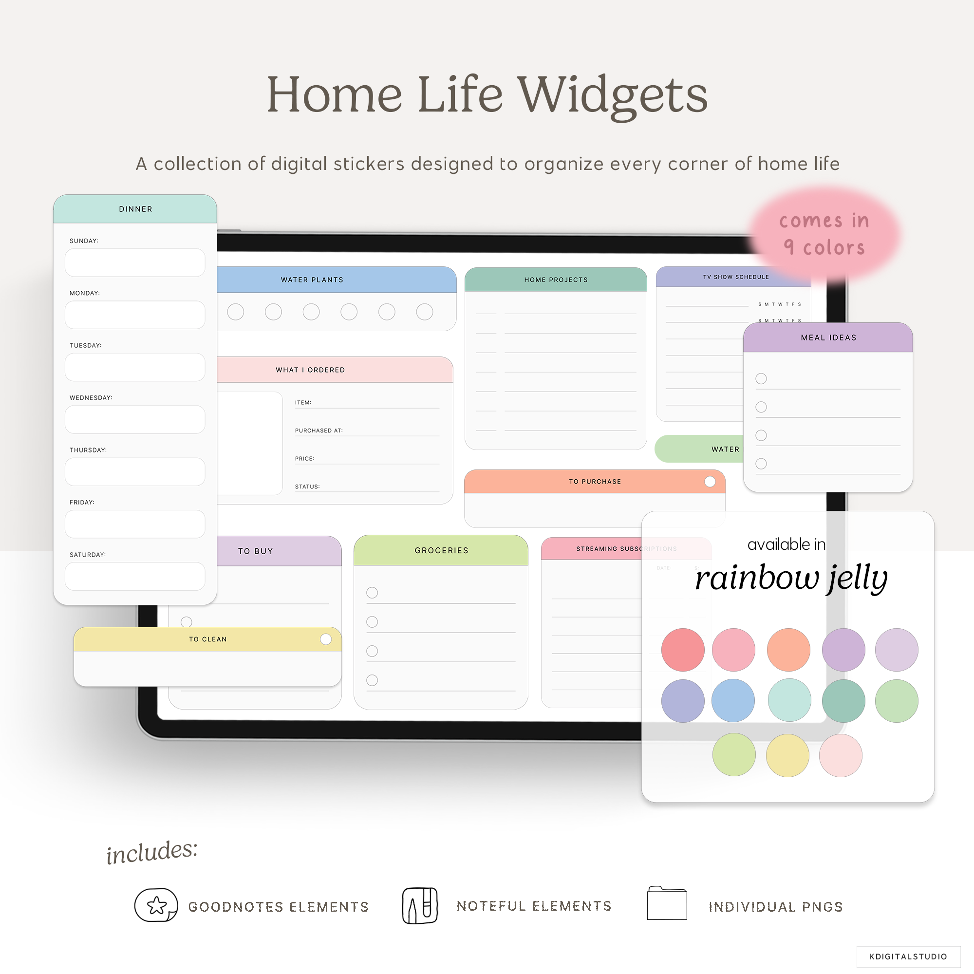 Home Life Widgets in Rainbow Jelly