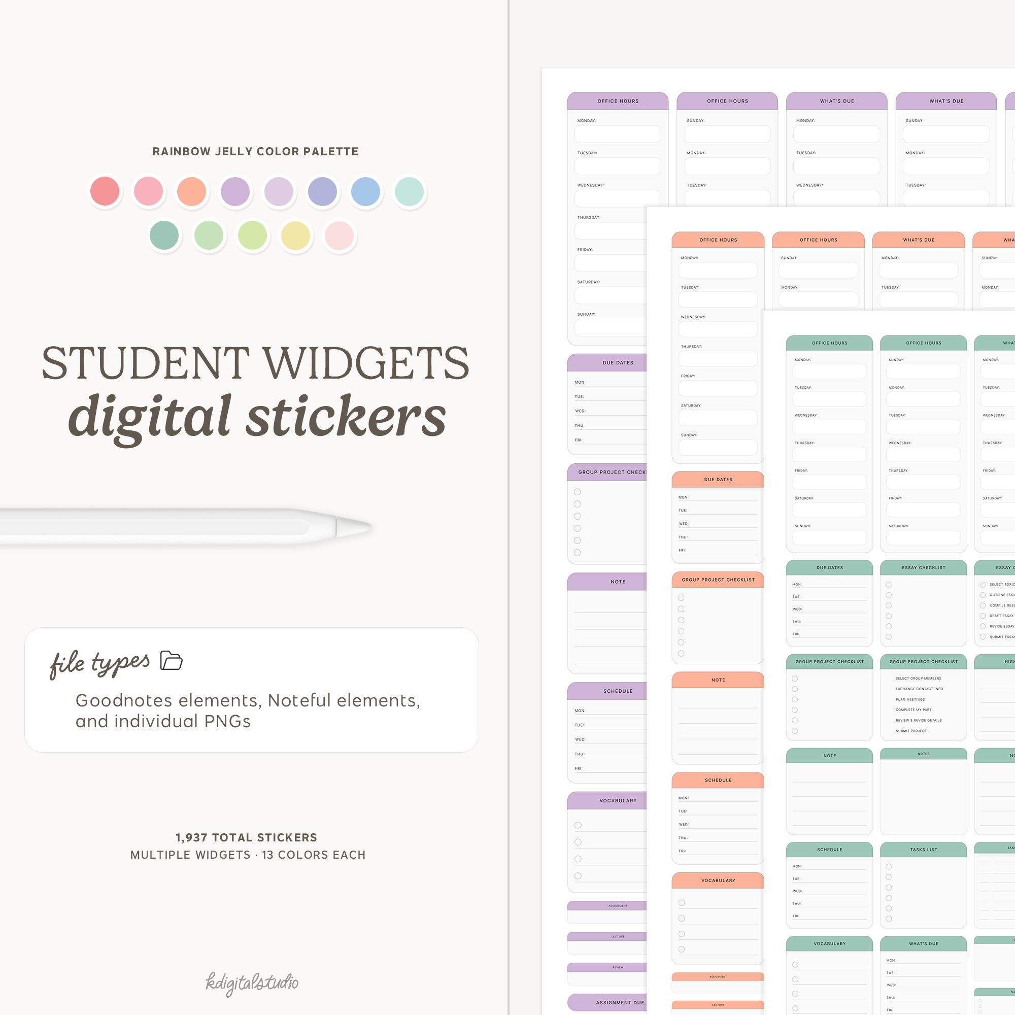 Student Widgets in Rainbow Jelly KDigitalStudio