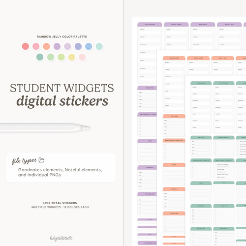 Student Widgets in Rainbow Jelly