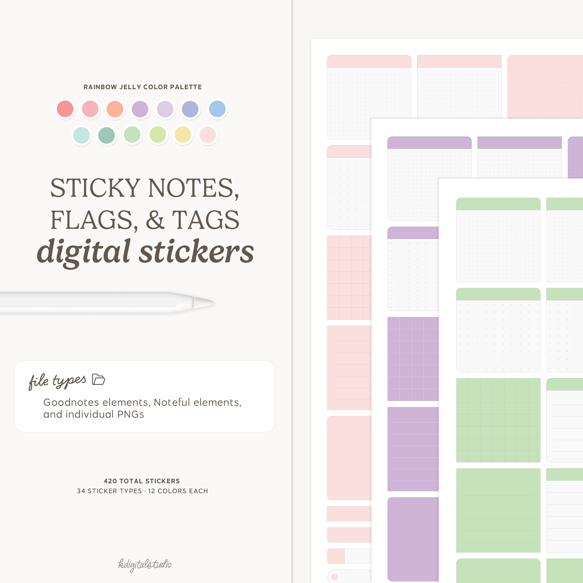 Sticky Notes, Flags, and Tags (Rainbow Jelly) KDigitalStudio