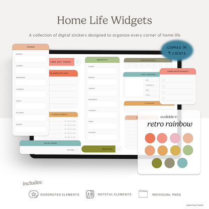 Home Life Widgets in Retro Rainbow