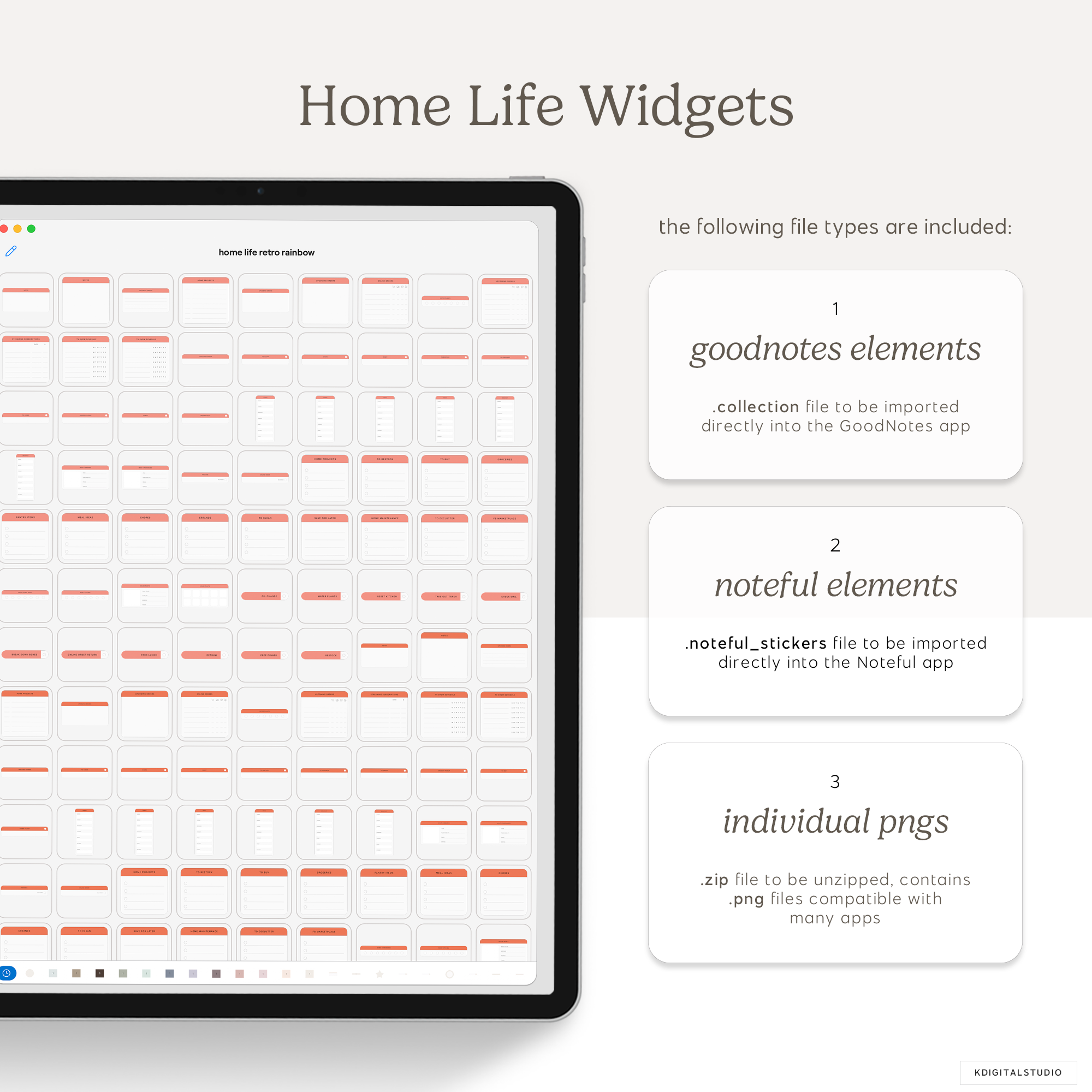 Home Life Widgets in Retro Rainbow