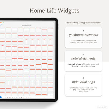 Home Life Widgets in Retro Rainbow