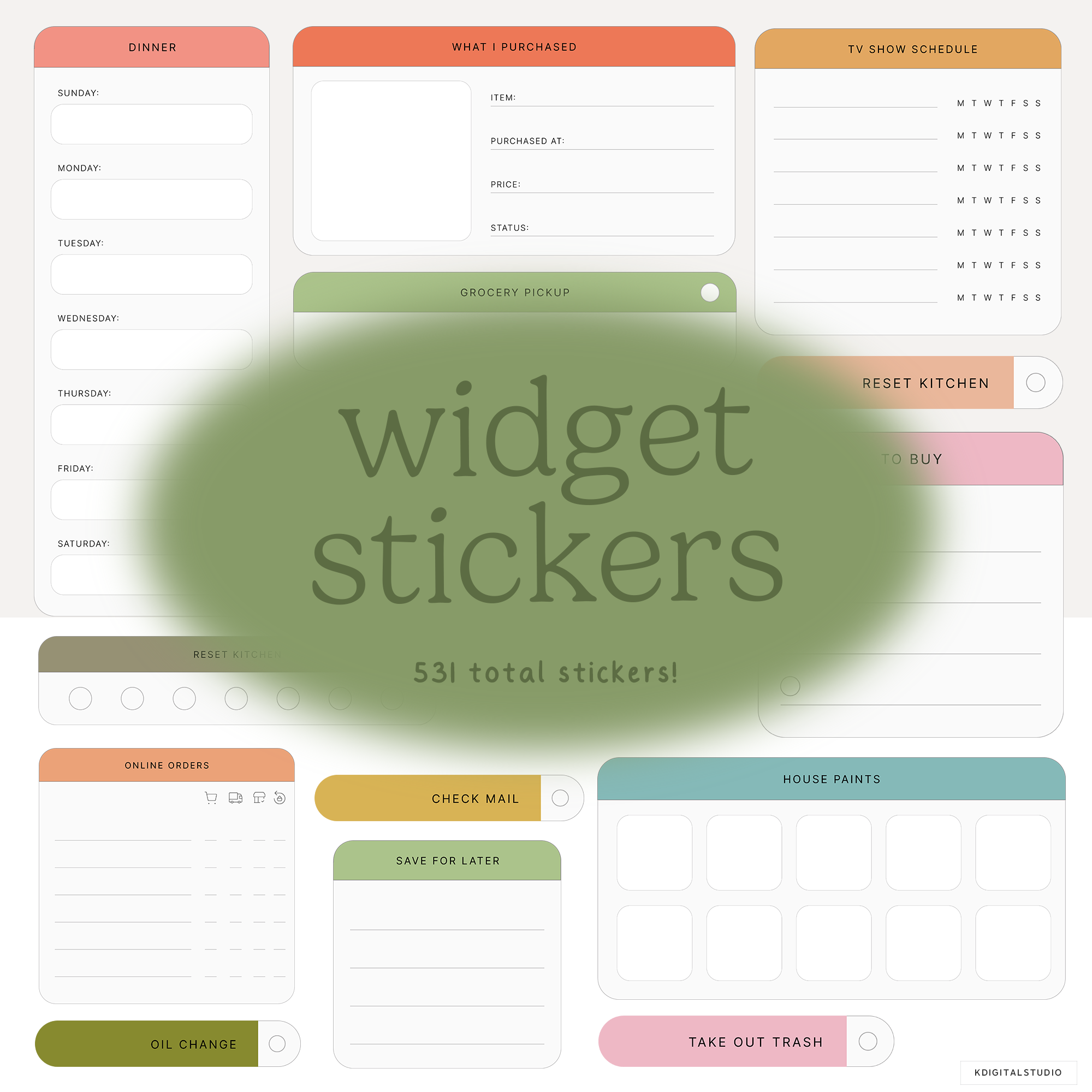 Home Life Widgets in Retro Rainbow