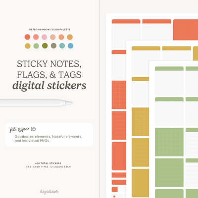 Sticky Notes, Flags, and Tags (Retro Rainbow) KDigitalStudio