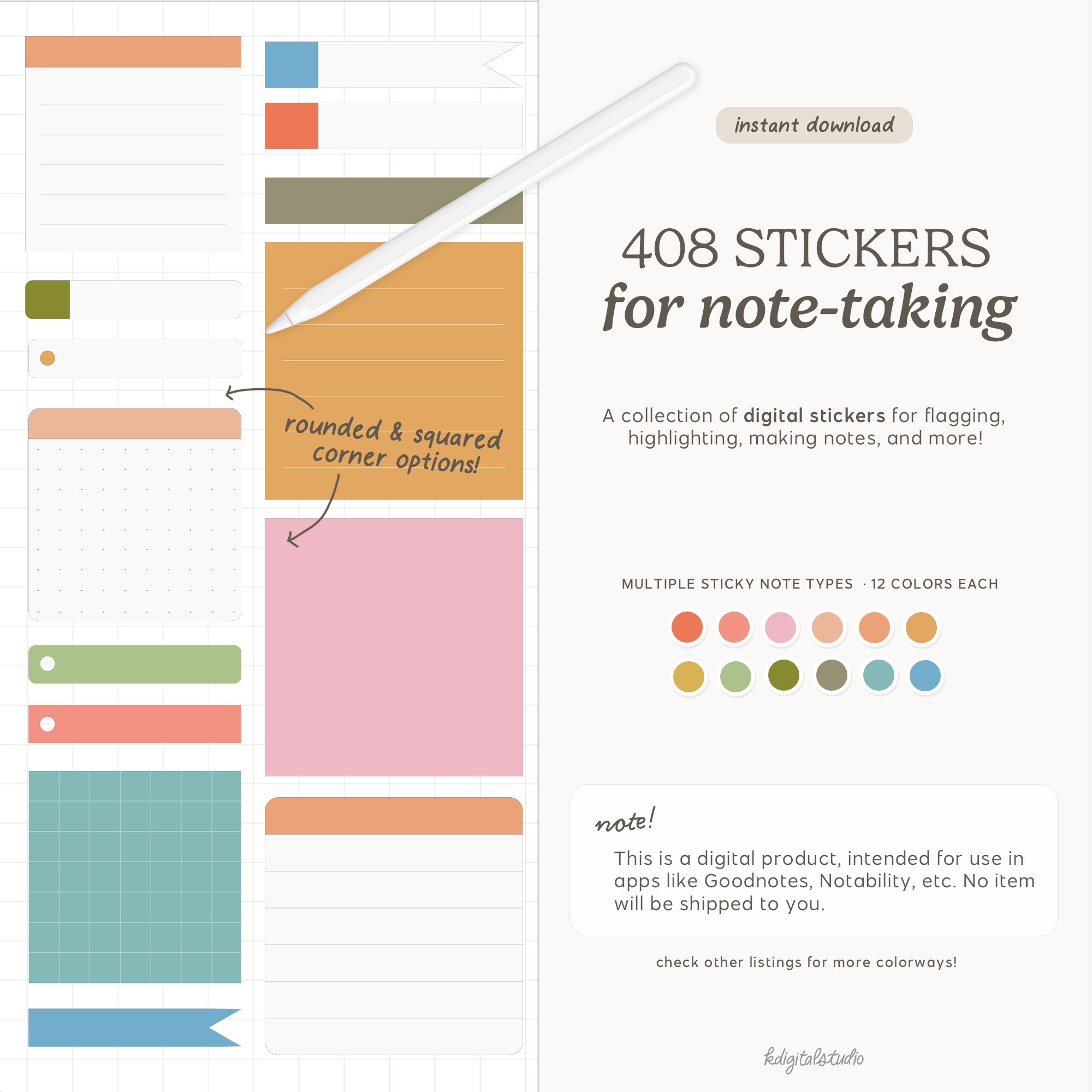 Sticky Notes, Flags, and Tags (Retro Rainbow) KDigitalStudio
