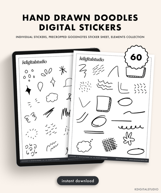 Pegatinas digitales de garabatos dibujados a mano