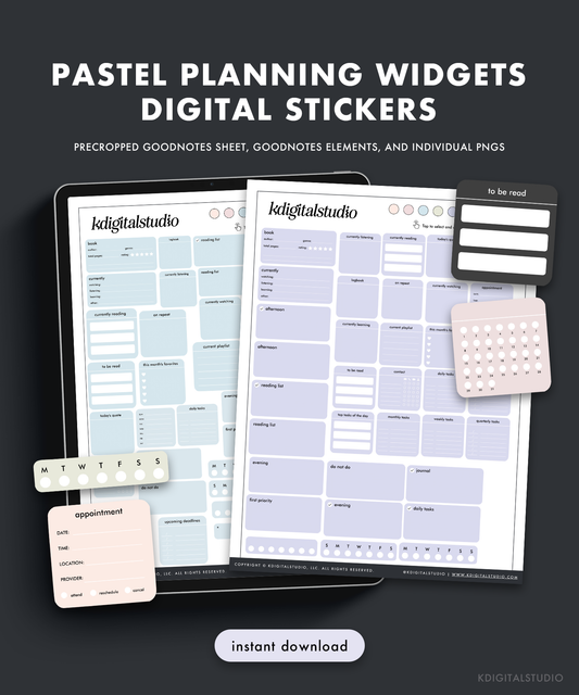 Widgets de planificación en colores pastel