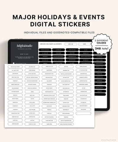 Major Holidays & Events (Neutrals) Digital Stickers KDigitalStudio