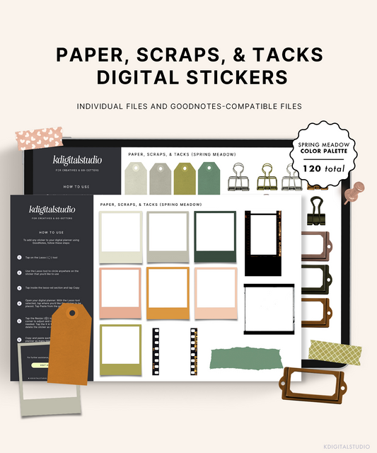 Paper Scraps Tacks Digital Stickers