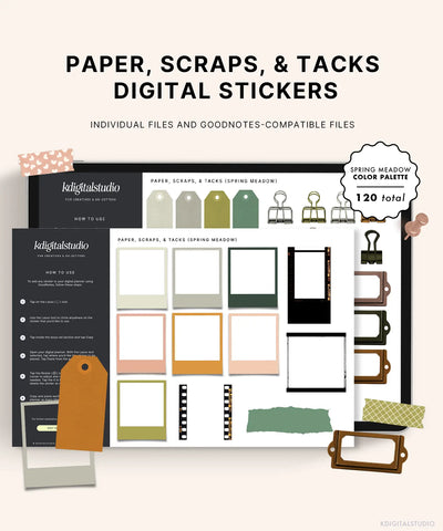 Paper Scraps Tacks Digital Stickers KDigitalStudio