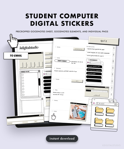 Pegatinas digitales para computadora de estudiante
